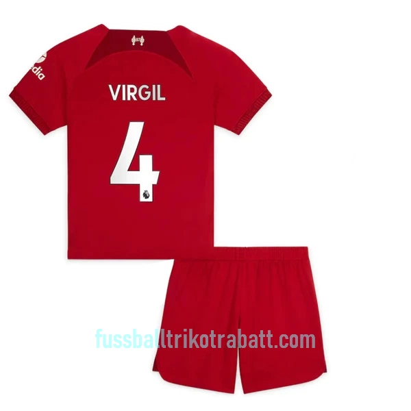 Günstige Liverpool Virgil 4 Kindertrikot Heim 2022/23 Kurzarm