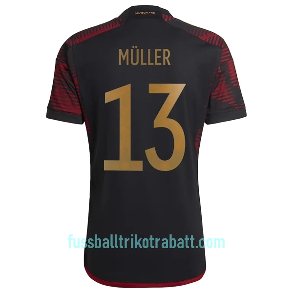 Günstige Deutschland Muller 13 Herrentrikot Auswärts WM 2022 Kurzarm