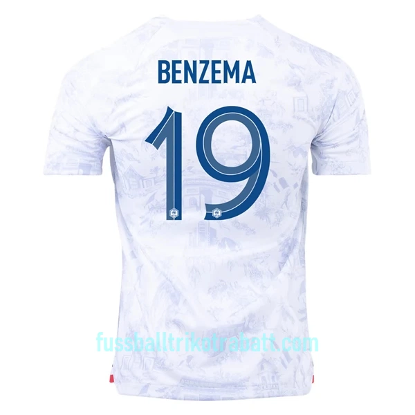 Günstige Frankreich Benzema 19 Herrentrikot Auswärts WM 2022 Kurzarm