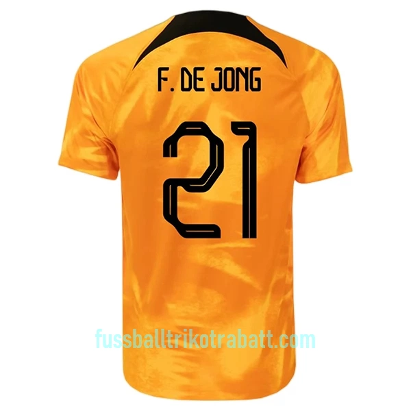 Günstige Niederlande Frenkie de Jong 21 Herrentrikot Heim WM 2022 Kurzarm