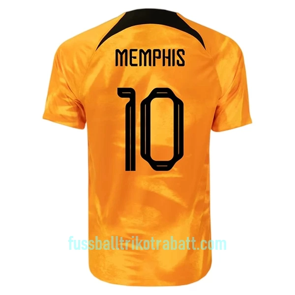 Günstige Niederlande Memphis 10 Herrentrikot Heim WM 2022 Kurzarm