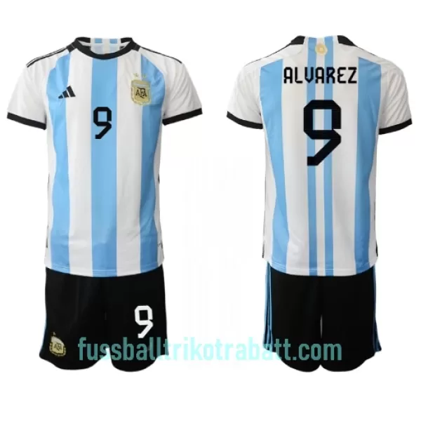 Günstige Argentinien Julian Alvarez 9 Kindertrikot Heim WM 2022 Kurzarm