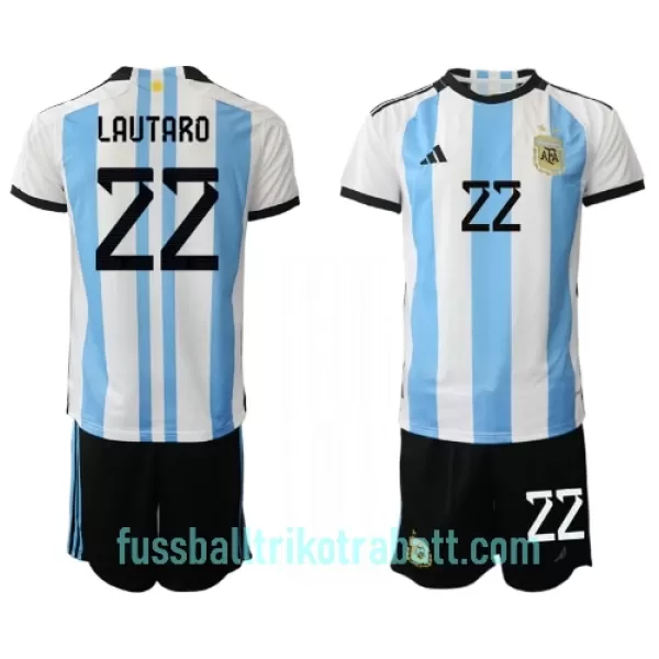 Günstige Argentinien Lautaro Martinez 22 Kindertrikot Heim WM 2022 Kurzarm