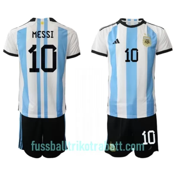Günstige Argentinien Lionel Messi 10 Kindertrikot Heim WM 2022 Kurzarm