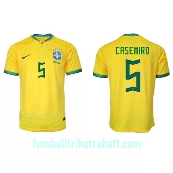 Günstige Brasilien Casemiro 5 Herrentrikot Heim WM 2022 Kurzarm