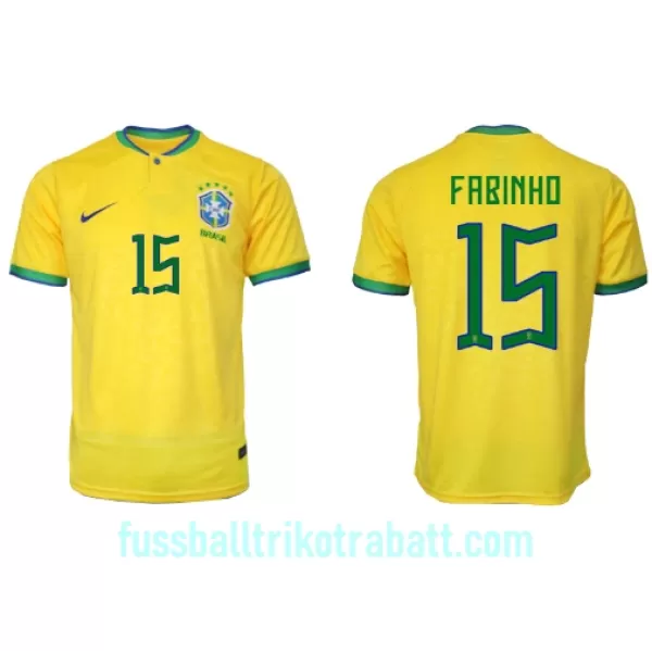 Günstige Brasilien Fabinho 15 Herrentrikot Heim WM 2022 Kurzarm