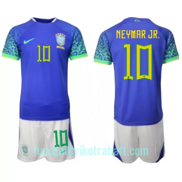 Günstige Brasilien Neymar Jr 10 Kindertrikot Auswärts WM 2022 Kurzarm