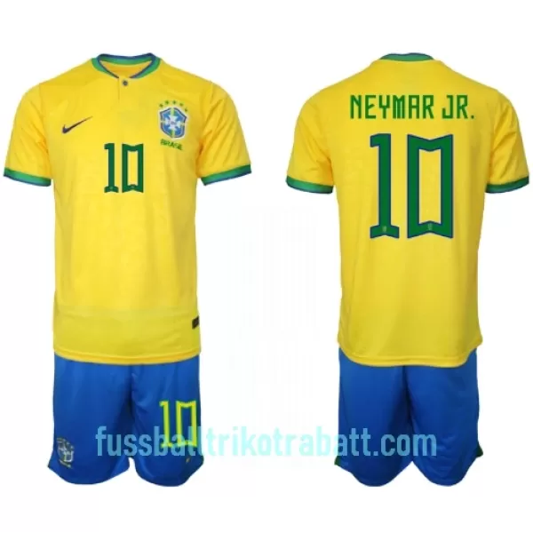 Günstige Brasilien Neymar Jr 10 Kindertrikot Heim WM 2022 Kurzarm