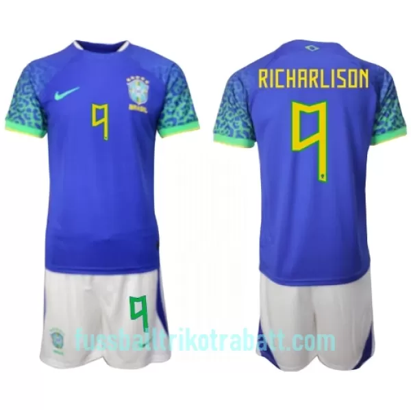 Günstige Brasilien Richarlison 9 Kindertrikot Auswärts WM 2022 Kurzarm