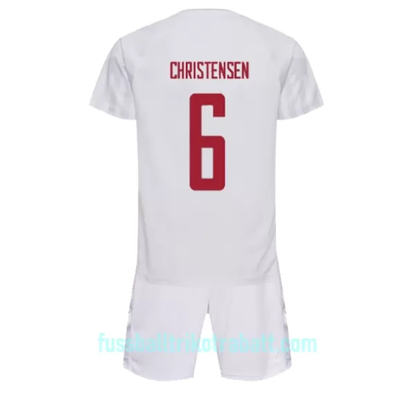 Günstige Dänemark Andreas Christensen 6 Kindertrikot Auswärts WM 2022 Kurzarm