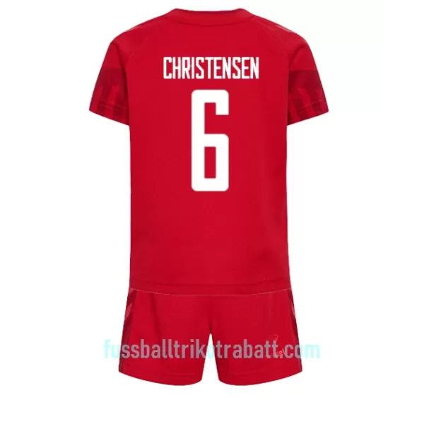 Günstige Dänemark Andreas Christensen 6 Kindertrikot Heim WM 2022 Kurzarm