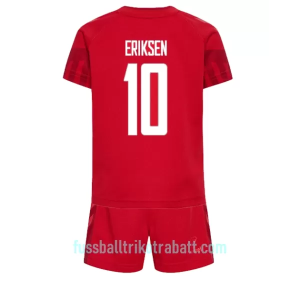 Günstige Dänemark Christian Eriksen 10 Kindertrikot Heim WM 2022 Kurzarm