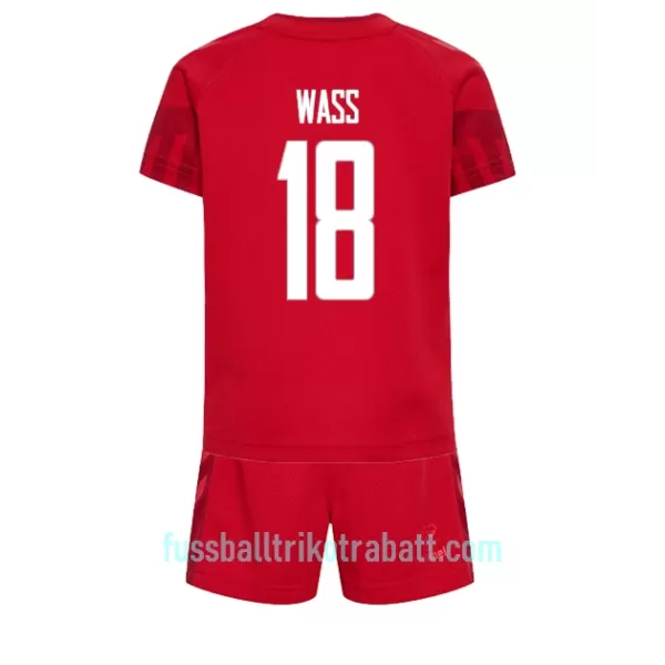 Günstige Dänemark Daniel Wass 18 Kindertrikot Heim WM 2022 Kurzarm