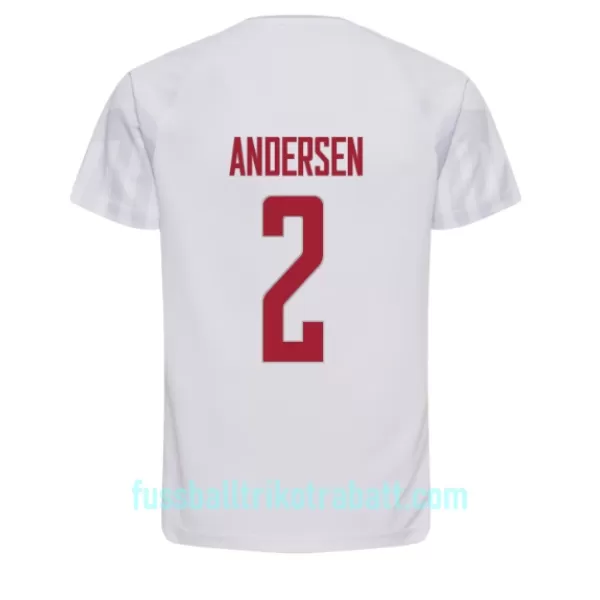 Günstige Dänemark Joachim Andersen 2 Herrentrikot Auswärts WM 2022 Kurzarm