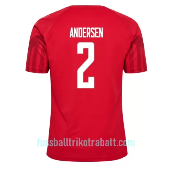 Günstige Dänemark Joachim Andersen 2 Herrentrikot Heim WM 2022 Kurzarm