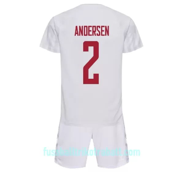 Günstige Dänemark Joachim Andersen 2 Kindertrikot Auswärts WM 2022 Kurzarm