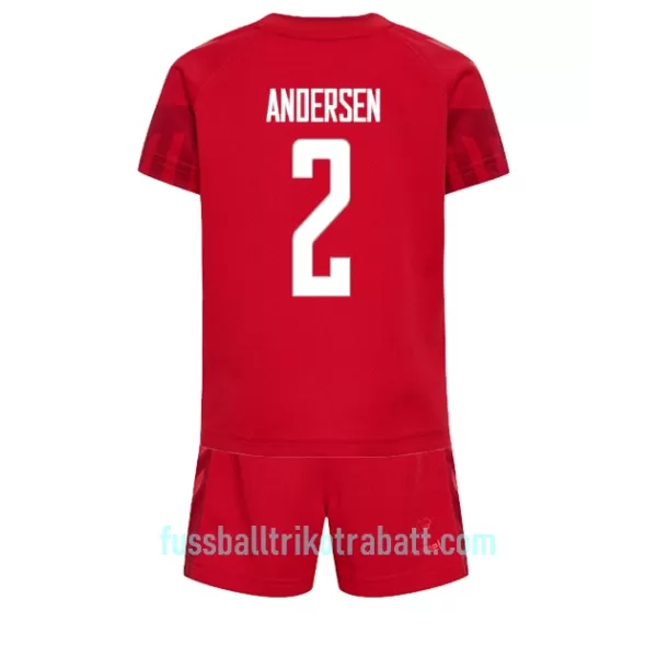 Günstige Dänemark Joachim Andersen 2 Kindertrikot Heim WM 2022 Kurzarm