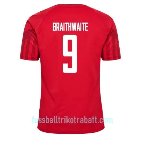 Günstige Dänemark Martin Braithwaite 9 Herrentrikot Heim WM 2022 Kurzarm