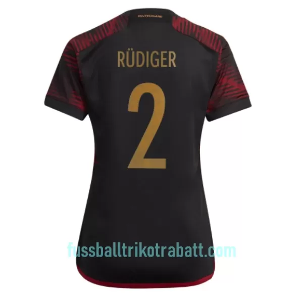 Günstige Deutschland Antonio Rudiger 2 Damentrikot Auswärts WM 2022 Kurzarm