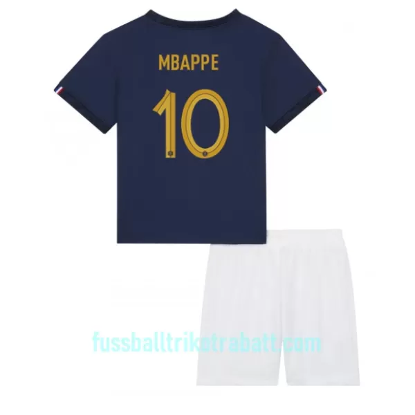 Günstige Frankreich Kylian Mbappé 10 Kindertrikot Heim WM 2022 Kurzarm