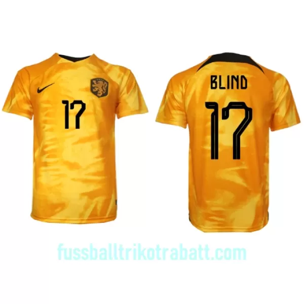 Günstige Niederlande Daley Blind 17 Herrentrikot Heim WM 2022 Kurzarm