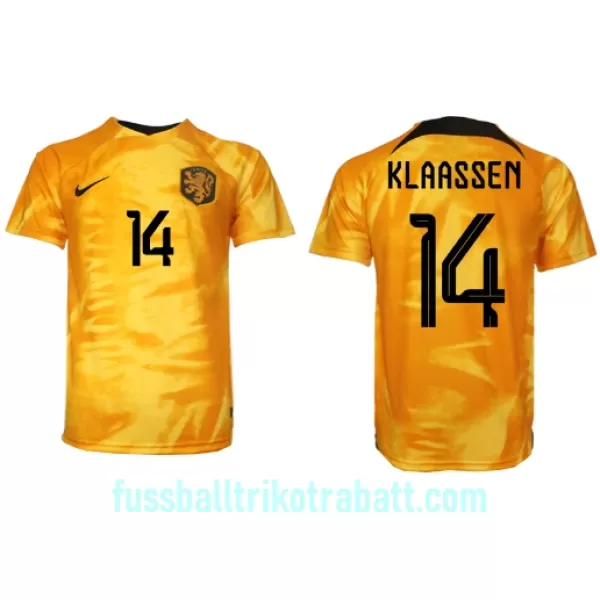 Günstige Niederlande Davy Klaassen 14 Herrentrikot Heim WM 2022 Kurzarm