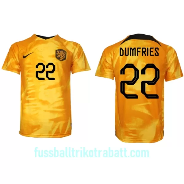 Günstige Niederlande Denzel Dumfries 22 Herrentrikot Heim WM 2022 Kurzarm