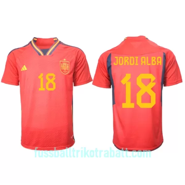 Günstige Spanien Jordi Alba 18 Herrentrikot Heim WM 2022 Kurzarm