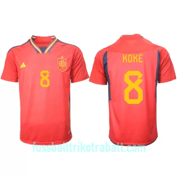 Günstige Spanien Koke 8 Herrentrikot Heim WM 2022 Kurzarm