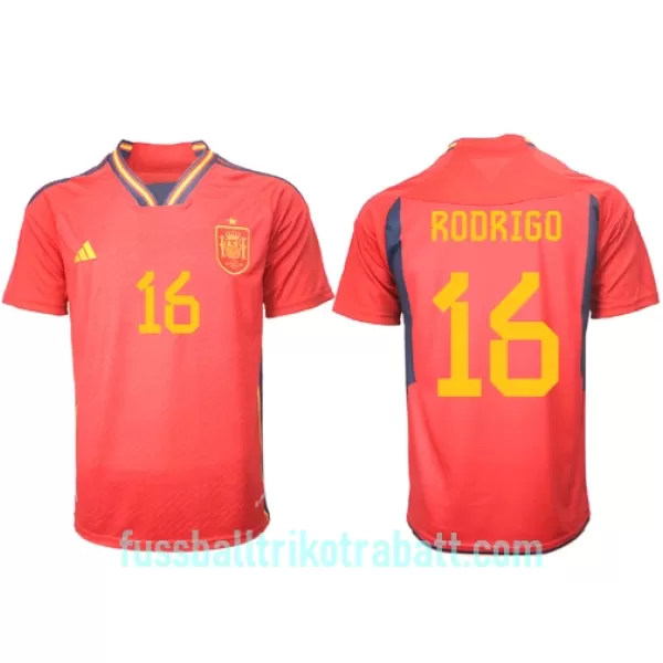 Günstige Spanien Rodri Hernandez 16 Herrentrikot Heim WM 2022 Kurzarm