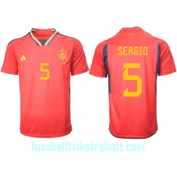 Günstige Spanien Sergio Busquets 5 Herrentrikot Heim WM 2022 Kurzarm