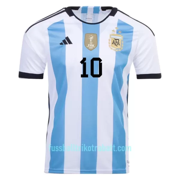 Günstige Argentinien 3 Star Messi 10 Herrentrikot Heim WM 2022 Kurzarm