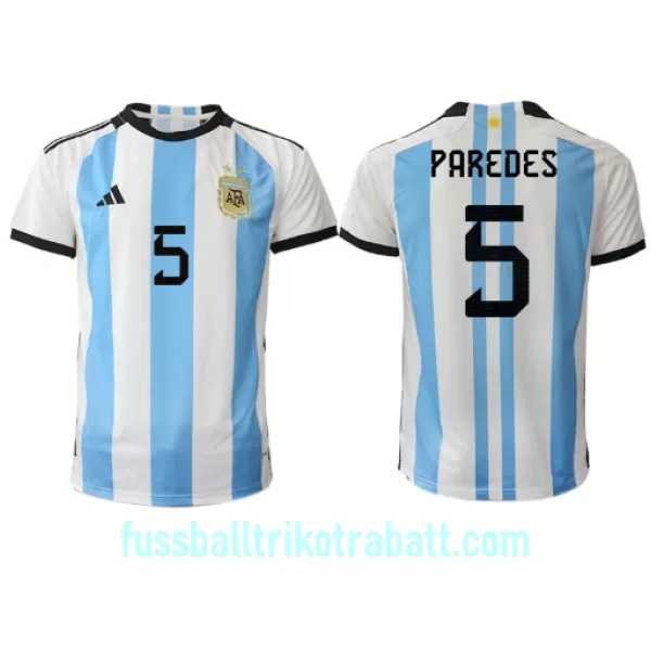 Günstige Argentinien Leandro Paredes 5 Herrentrikot Heim WM 2022 Kurzarm