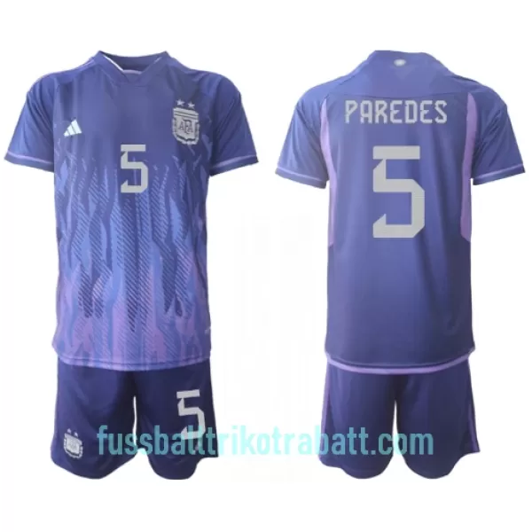 Günstige Argentinien Leandro Paredes 5 Kindertrikot Auswärts WM 2022 Kurzarm