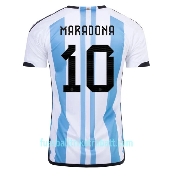 Günstige Argentinien Maradona 10 Herrentrikot Heim WM 2022 Kurzarm