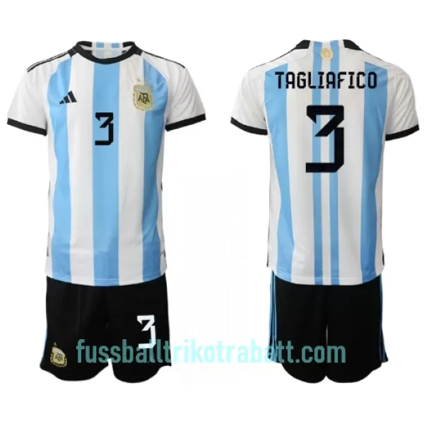 Günstige Argentinien Nicolas Tagliafico 3 Kindertrikot Heim WM 2022 Kurzarm