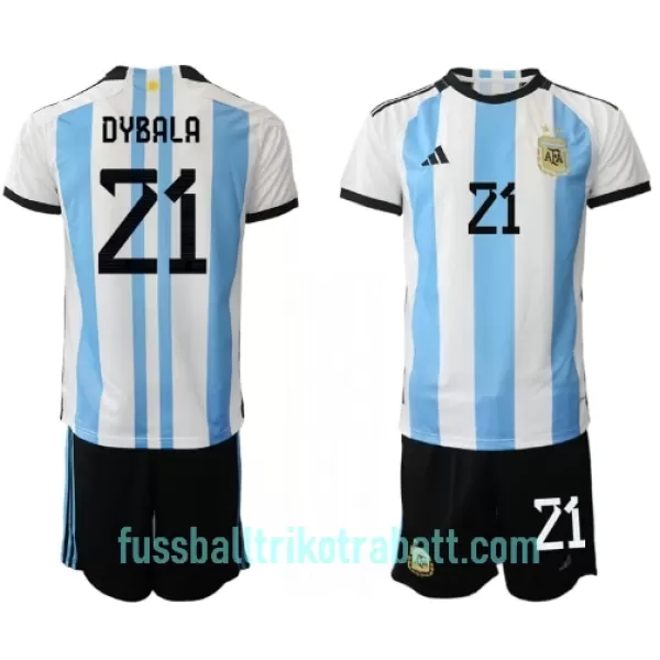 Günstige Argentinien Paulo Dybala 21 Kindertrikot Heim WM 2022 Kurzarm