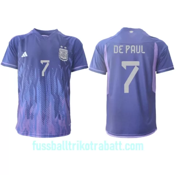 Günstige Argentinien Rodrigo de Paul 7 Herrentrikot Auswärts WM 2022 Kurzarm