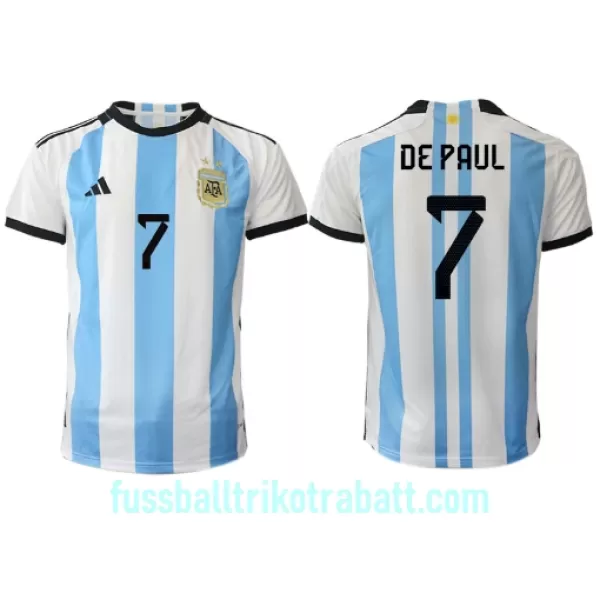 Günstige Argentinien Rodrigo de Paul 7 Herrentrikot Heim WM 2022 Kurzarm