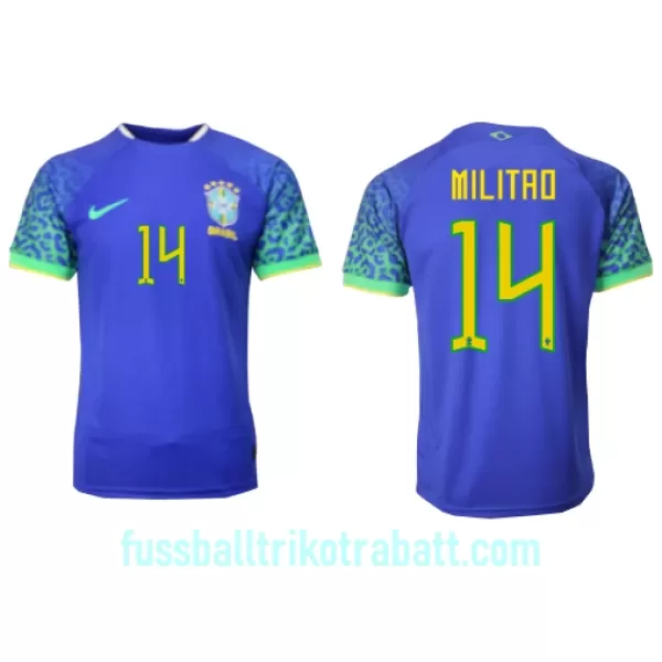 Günstige Brasilien Eder Militao 14 Herrentrikot Auswärts WM 2022 Kurzarm