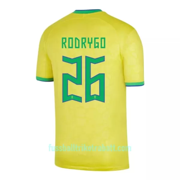Günstige Brasilien RODRYGO 26 Herrentrikot Heim WM 2022 Kurzarm