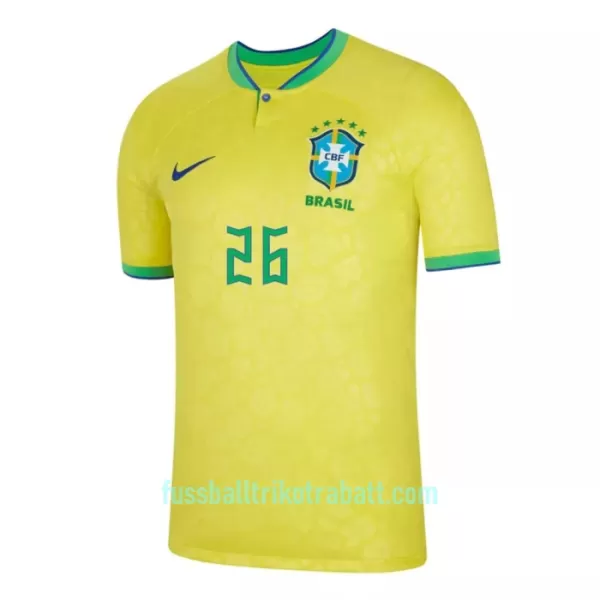 Günstige Brasilien RODRYGO 26 Herrentrikot Heim WM 2022 Kurzarm
