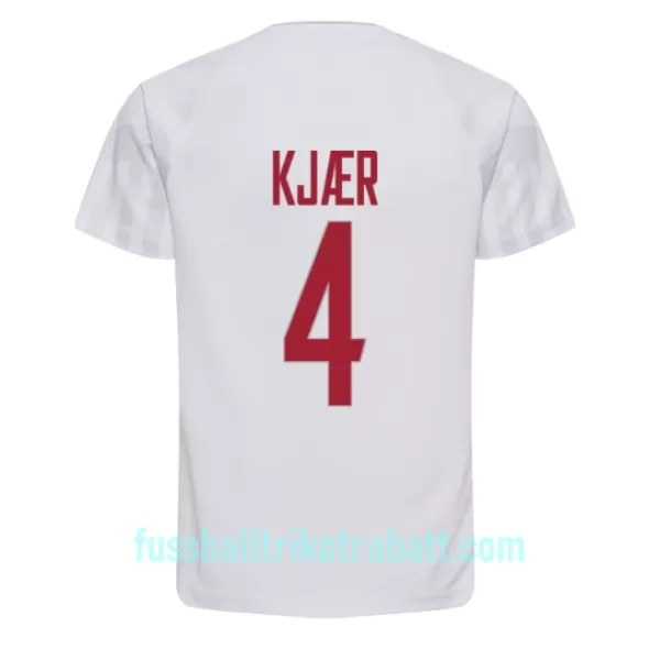 Günstige Dänemark Simon Kjaer 4 Herrentrikot Auswärts WM 2022 Kurzarm