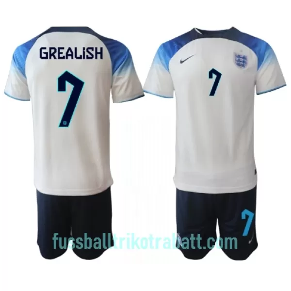 Günstige England Jack Grealish 7 Kindertrikot Heim WM 2022 Kurzarm