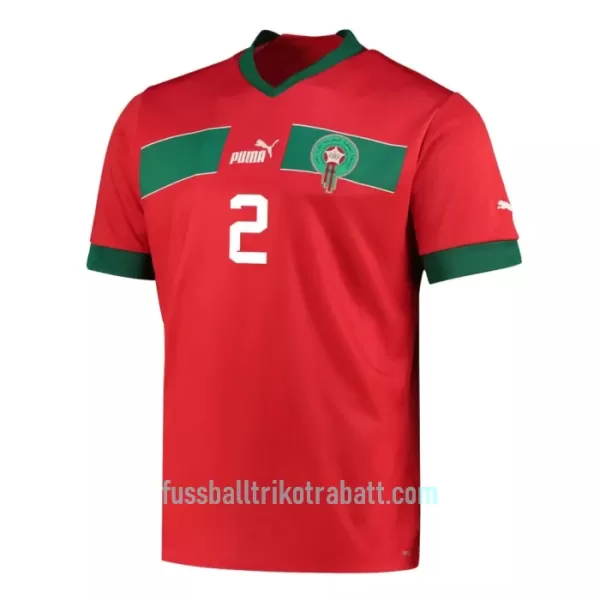 Günstige Marokko HAKIMI 2 Herrentrikot Heim WM 2022 Kurzarm