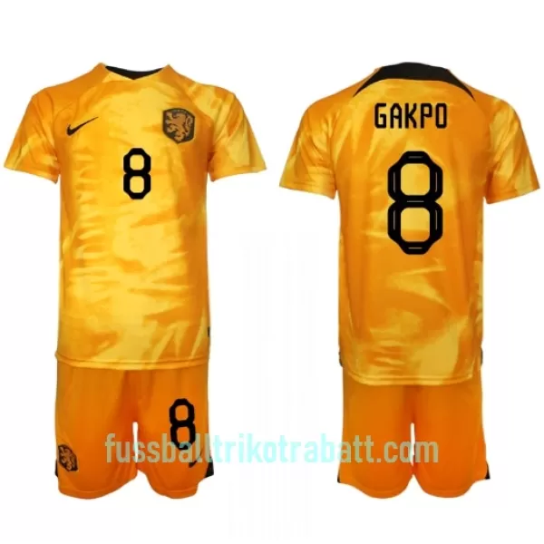 Günstige Niederlande Cody Gakpo 8 Kindertrikot Heim WM 2022 Kurzarm