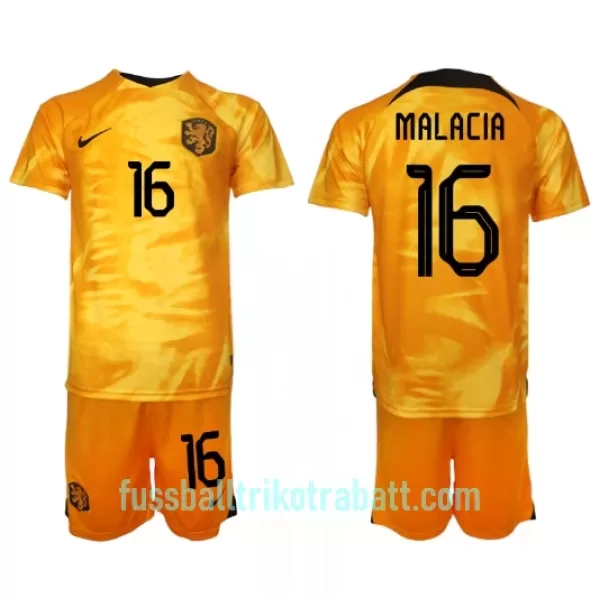 Günstige Niederlande Tyrell Malacia 16 Kindertrikot Heim WM 2022 Kurzarm