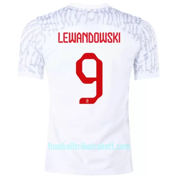 Günstige Polen LEWANDOWSKI 9 Herrentrikot Heim WM 2022 Kurzarm