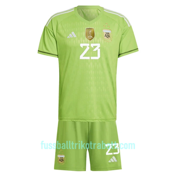 Günstige Argentinien Emiliano Martinez 23 Torwart Kindertrikot Heim WM 2022 Kurzarm