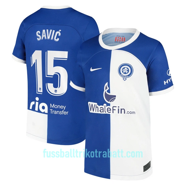 Günstige Atlético Madrid Savic 15 Herrentrikot Auswärts 2023/24 Kurzarm